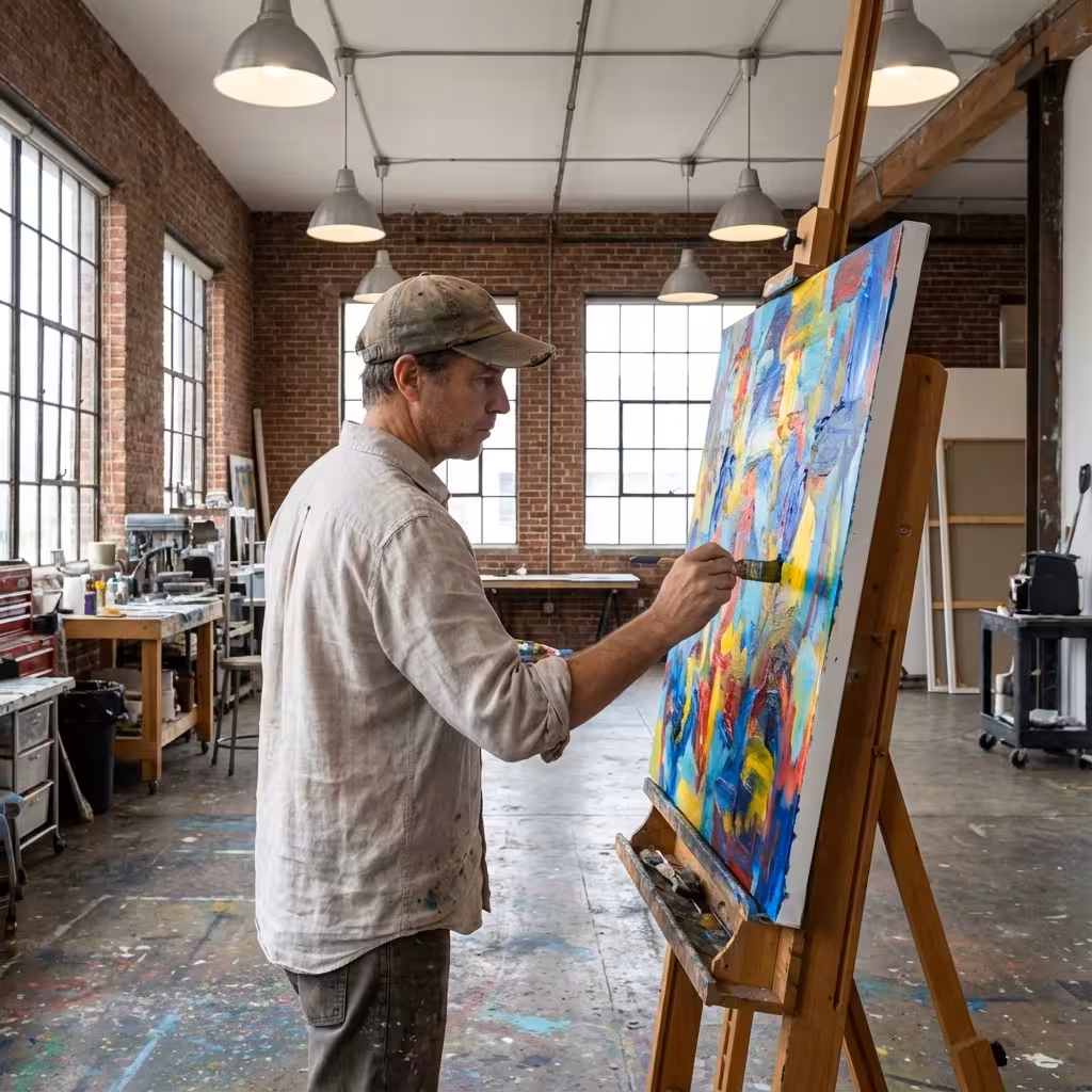 Artist in studio
