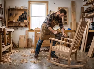 Woodworking project in basement workshop