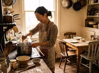 Maya cooking in kitchen