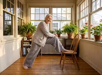Gentle yoga on sun porch
